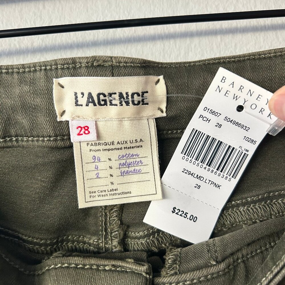 L’Agence Jeans Margot High Rise Skinny Olive Green Women's Size 28 NWT - Picture 6 of 10